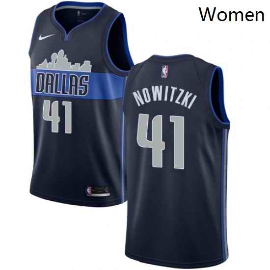 Womens Nike Dallas Mavericks 41 Dirk Nowitzki Swingman Navy Blue NBA Jersey Statement Edition